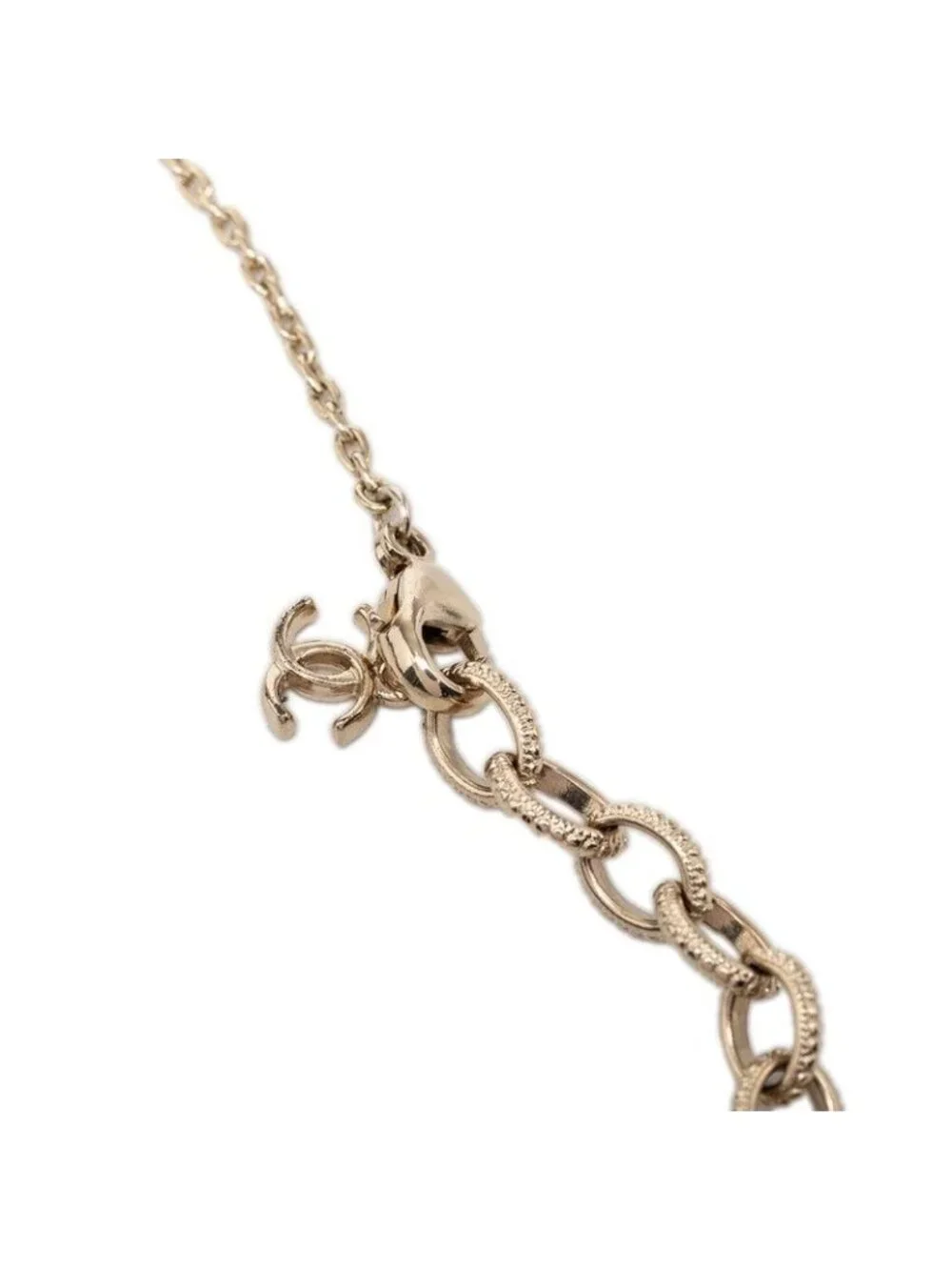 Chanel CC Logo Chain Pendant 21 Gold Black Plated Rhinestone